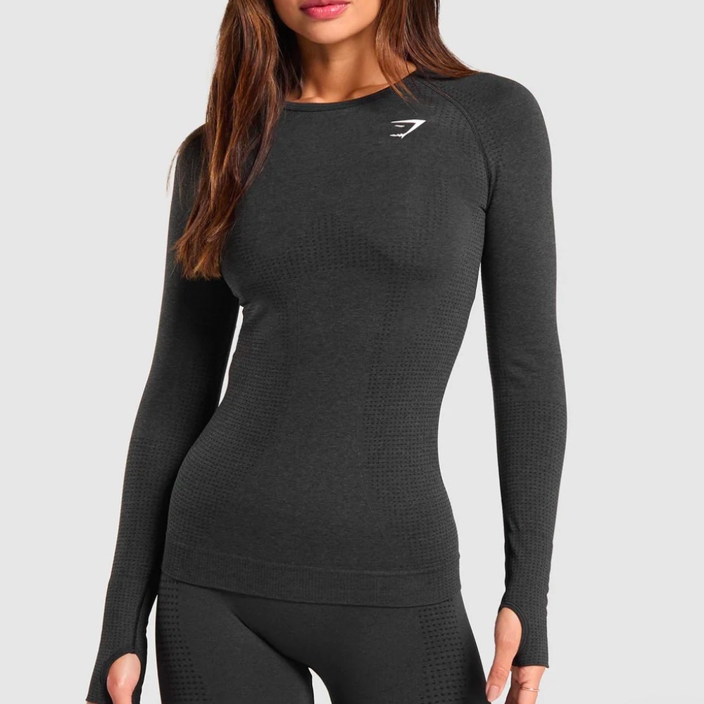 Gymshark Vital Seamless Long Sleeve T-Shirt - Black Marl